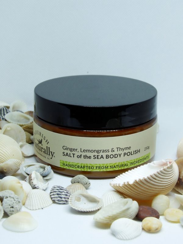 Salt Body Scrub Day Spa in a Jar Nourish Naturally Salt of the Sea Body Polish Ginger Lemongrass & Thyme