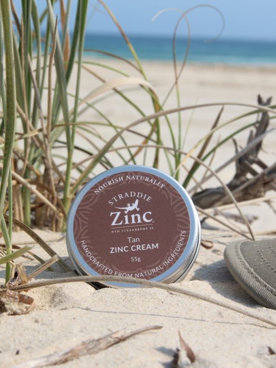 Natural Zinc Cream Straddie Zinc made on North Stradbroke Island Nourish Naturally tan skin