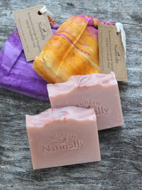 Handmade soap, body bar, Nourish Naturally, Rosewood soap, lavender soap, tangerine soap