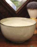 Nourishing Sandalwood shave soap in ceramic bowl